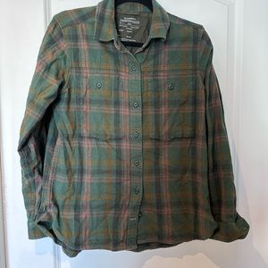 REI Co-op green/gold flannel.